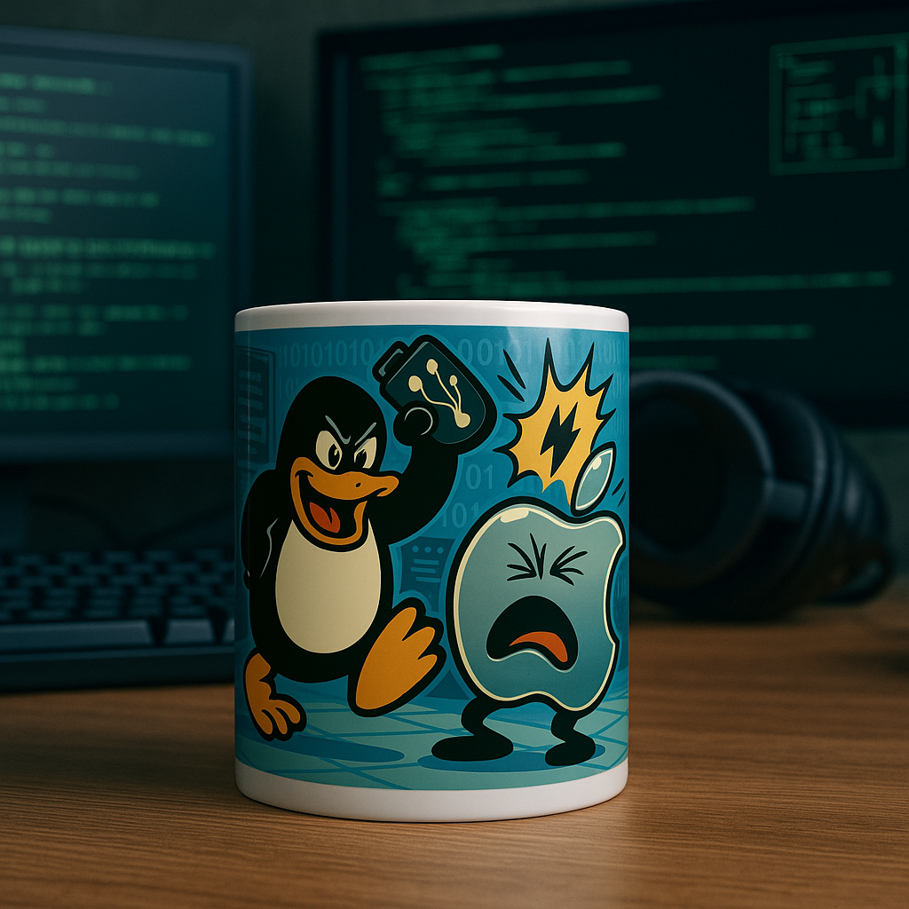 Le Mug du Geek : Le Pingouin Linux met KO la Pomme